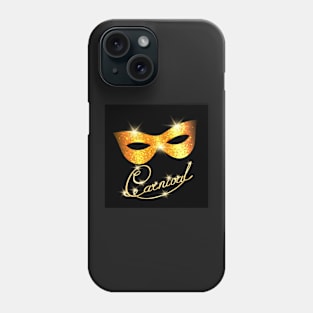 Carnival emblem with golden mask Phone Case