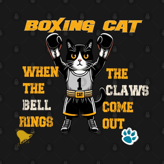 funny cat Boxing cat when the bell rings the claws come out by WOLVES STORE