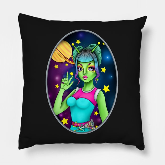 Alien Babe Pillow by AmberlyJane