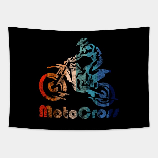 Retro MotoCross Vintage Grunge Dirt Bike Rider Gifts Tapestry by Bezra