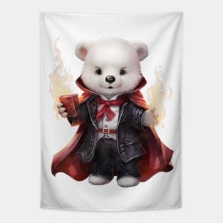 Cartoon Polar Bear in Dracula Costume Tapestry