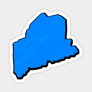 Bright Blue Maine Outline Magnet