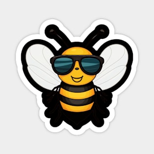 illustration of a bee wearing sunglasses Magnet