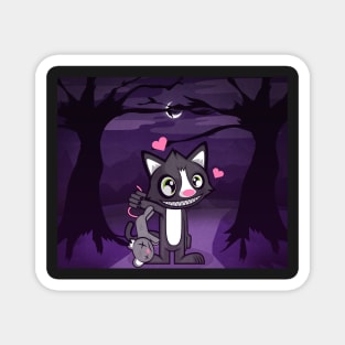 Cute Cat Proudly Holding Dead Mouse (Variant 2) Magnet