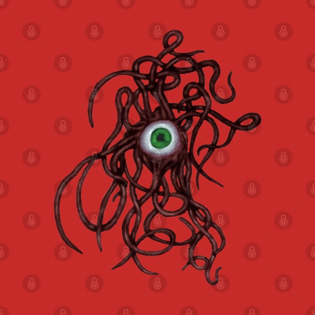 Single-Eyed Weird Cephalopoda With Numerous Tentacles Red by taiche