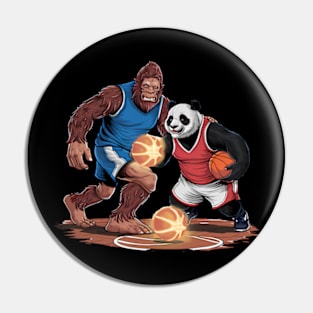 BigFoot And Panda Playing Basketball Funny For Boys, kids, girls Pin