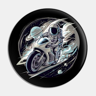 Astronaut Riding Motorcycle Pin