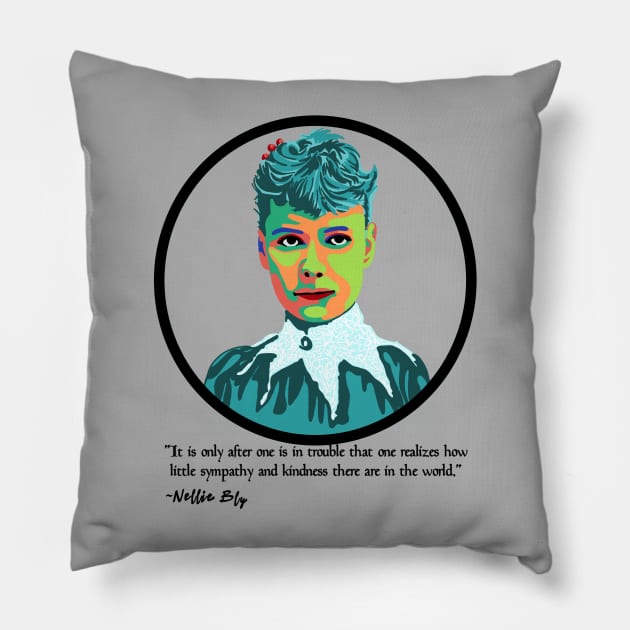 Nellie Bly Portrait Pillow by Slightly Unhinged