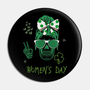 Womens St Patricks Day Skull Messy Bun Saint Pattys Paddys Women Pin