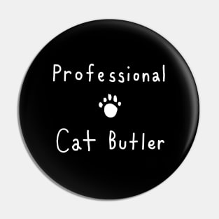 Professional Cat Butler Relaxed Handwritten Text Design with Paw Print Pin