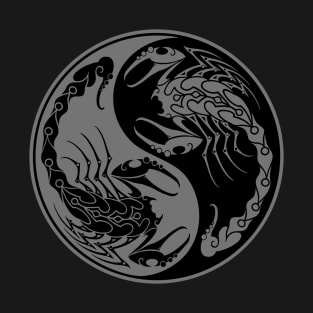 Gray and Black Scorpions Yin Yang T-Shirt