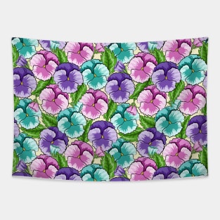 Pansy Flowers Pattern Tapestry