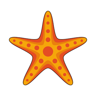 Cute Orange Starfish Cartoon T-Shirt