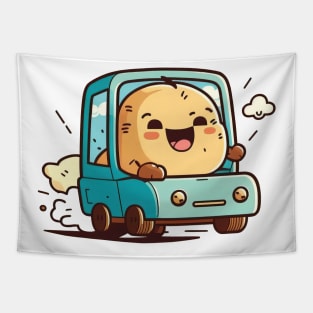 Cute kawaii baby potato driving a car Tapestry