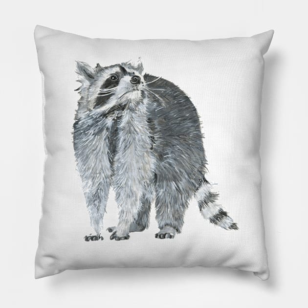 Raccoon Painting Pillow by Bollocks