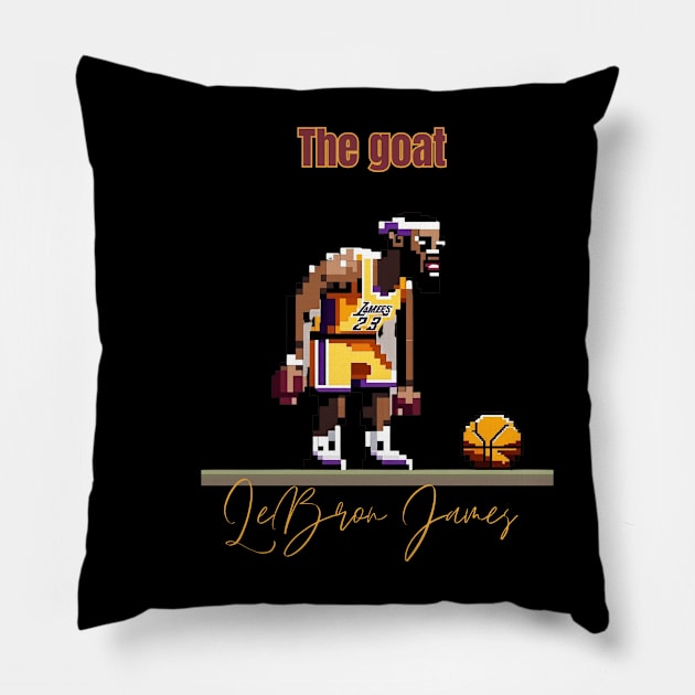 Lebron James goat pixel art Pillow by Nasromaystro