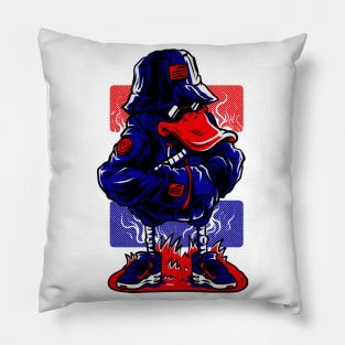 Dapper Duck Character Blue Red Pillow