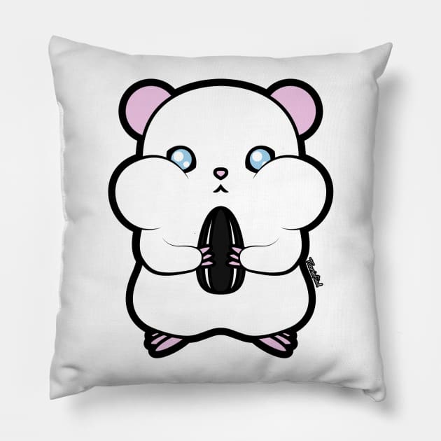 White Hamster Pillow by Tooniefied