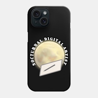 Nocturnal Digital Artist. Moon and Artist Tablet. Phone Case