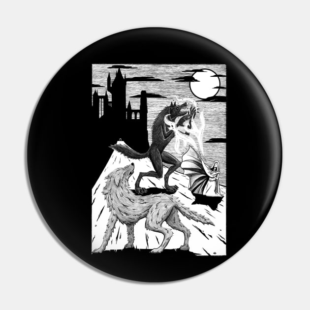 Luthien and Huan battle Sauron Pin by Cheapheat