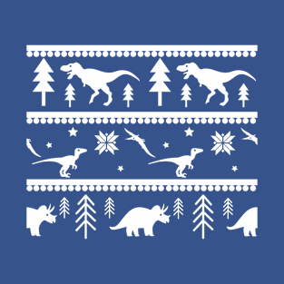 Another Dinosaur Fair Isle Pattern (Blue) T-Shirt