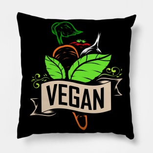 Carrot, Onion And Tomato Logo For Vegetarians And Vegan Pillow