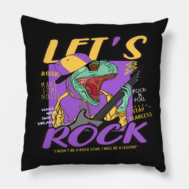 let's rock dinosaur design - Gifts Pillow by kedesign1
