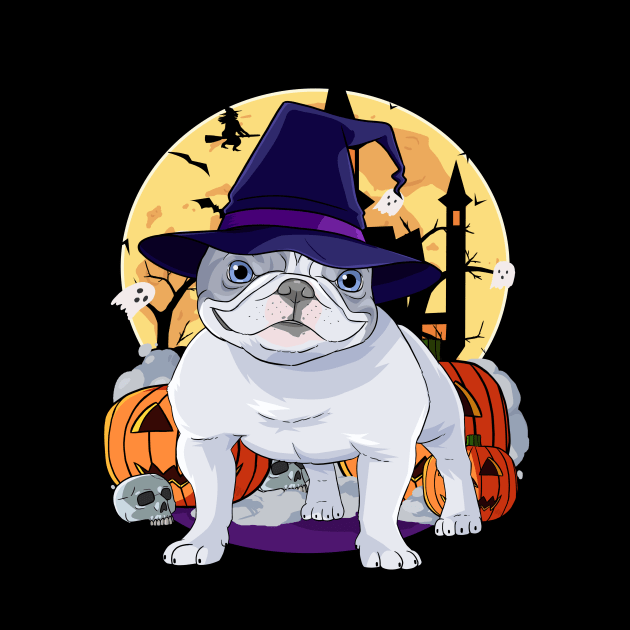 French Bulldog Happy Halloween Witch Pumpkin by Noseking