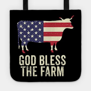 American Flag Cow God Bless The Farm 4th Of July Farming Tote