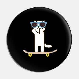 Summer Cat On A Skateboard Pin