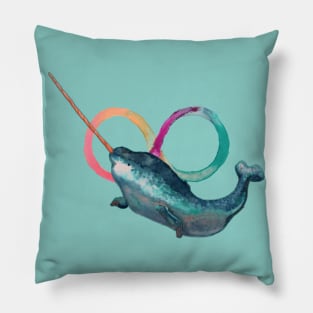 Watercolour Narwhal Pillow