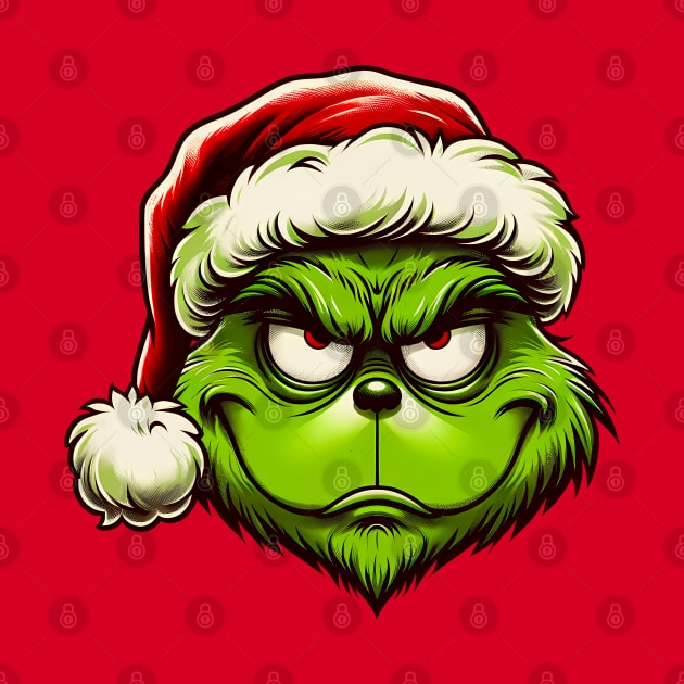 When the Grinch Gets Festive: Funny 'Grumpy Claus' Tee by Klimek Prints