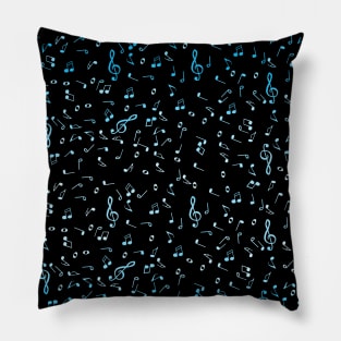 Pastel Blue Gradient Music Notes Pillow