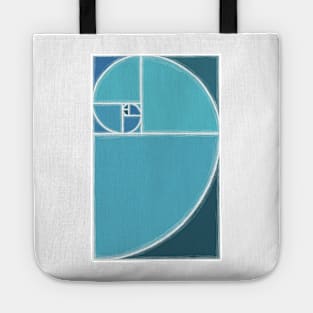 blue fibonacci spiral Tote