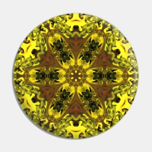 Psychedelic Hippie Flower Yellow and Green Pin