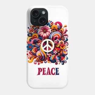 Vintage hippie sixties peace and love pattern Phone Case
