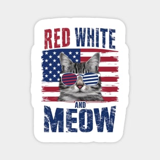 Red White And meow Magnet