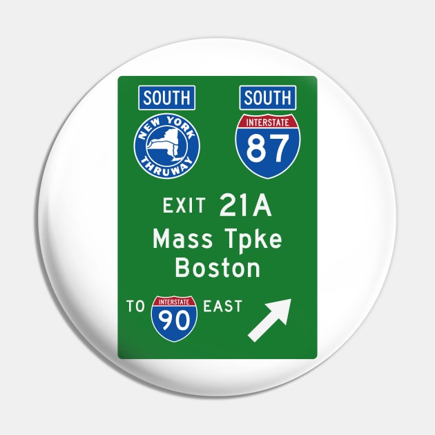 New York Thruway Southbound Exit 21A: Mass Tpke Boston I-90 Pin by MotiviTees