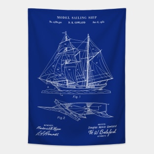 Patent Art 1954 Model Sailing Ship Tapestry