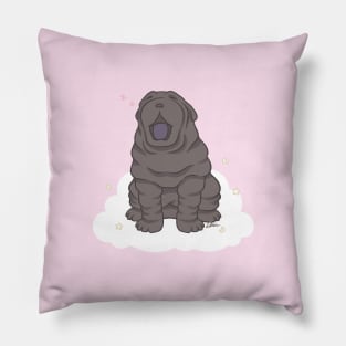 Black Shar Pei Puppy - Cute Shar Pei Yawning Pillow