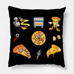 Assorted Veggie and Pepperoni Pizza Toppings Set Designs Pack Pillow