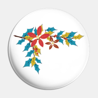 Cute Holly Poinsettia Branch Pin