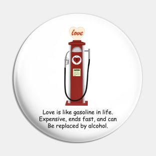 Retro Red Love Gas Pump with a Funny Love Quote Pin