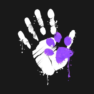 High Five Hand Print With Purple Paw Print On Purrsday T-Shirt