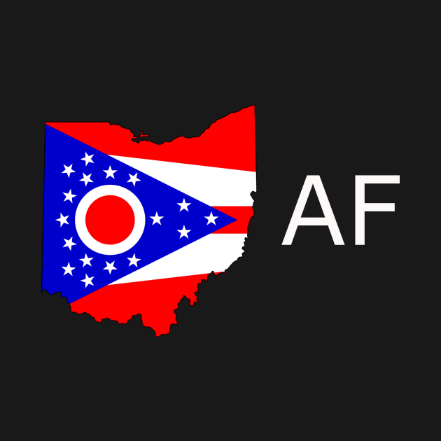 Ohio Flag State Outline AF (white) by Big Term Designs