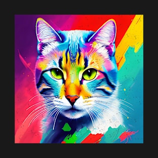 Noble Cat Oil Painting Design Oil Colors Paint Style T-Shirt