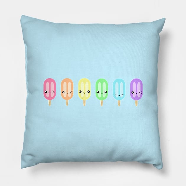 Kawaii Pastel Popsicles Pillow by lulubee