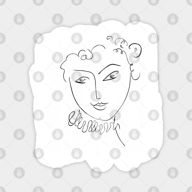 Minimal One Line Face Illustration Magnet by denizko