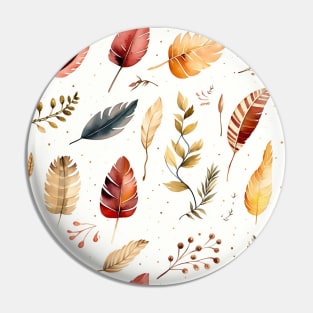 Feathers and leaves in watercolors Pin