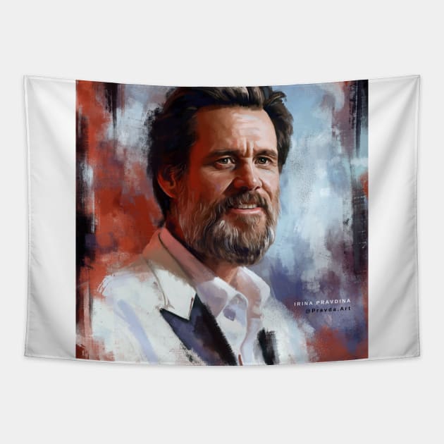 Jim Carrey artwork Tapestry by irenkonst